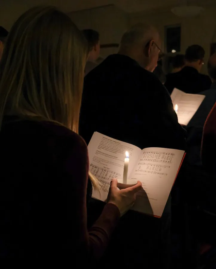 Candlelit christmas gathering