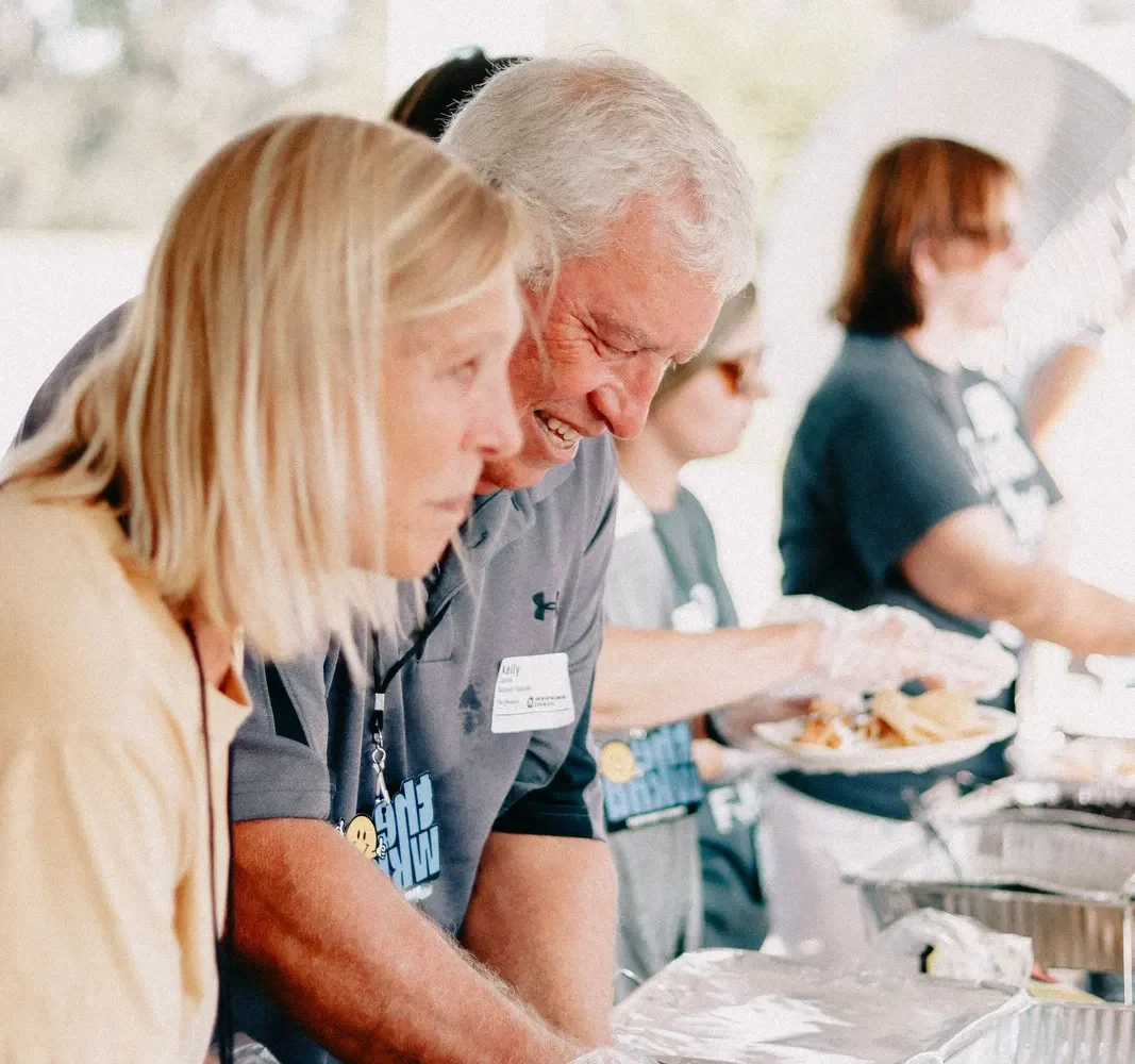 Shared meal outdoor church gathering